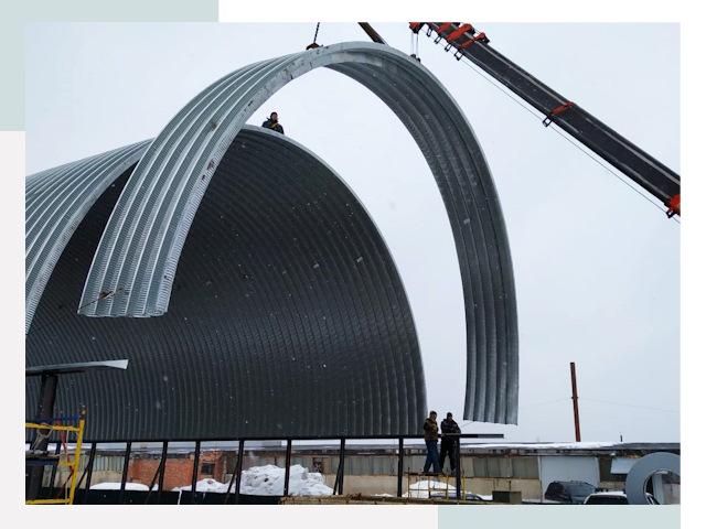 Полукруглые ангары в Грозном